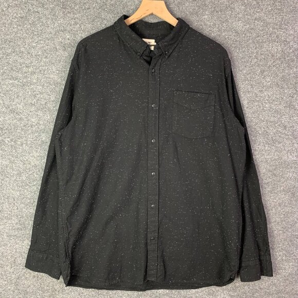 Flint & Tinder Mens Black Speckled Button-Up Shirt XXL‎ Cotton Blend Long Sleeve - Picture 1 of 10